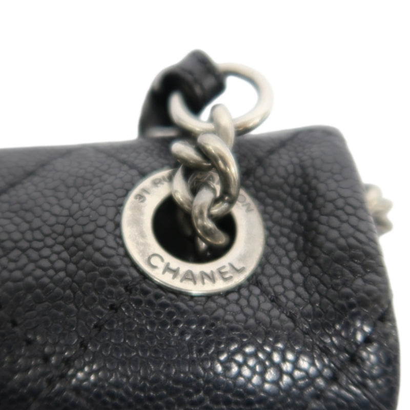 CHANEL Classic Flap (CF) Matelasse Shoulder Bag, Black Caviar Leather, Silver-Tone Hardware