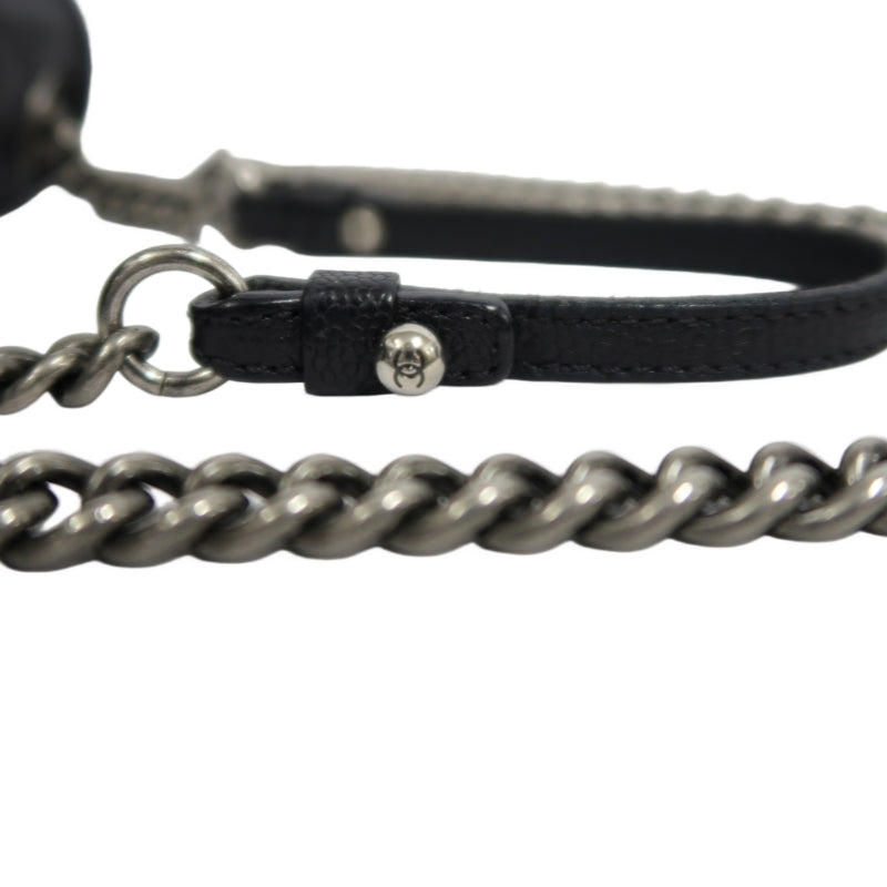 CHANEL Classic Flap (CF) Matelasse Shoulder Bag, Black Caviar Leather, Silver-Tone Hardware