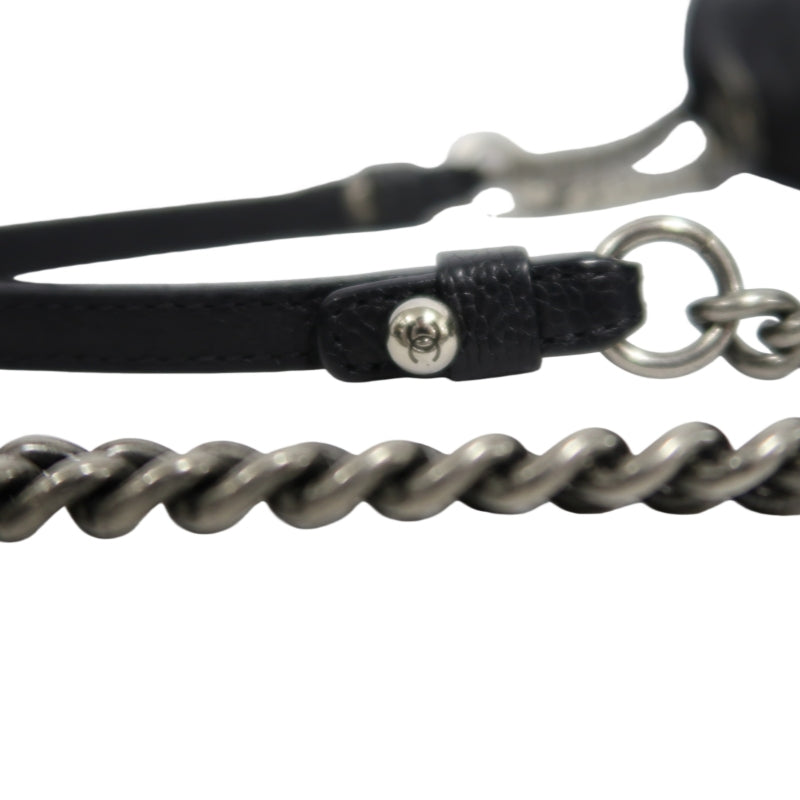 CHANEL Classic Flap (CF) Matelasse Shoulder Bag, Black Caviar Leather, Silver-Tone Hardware