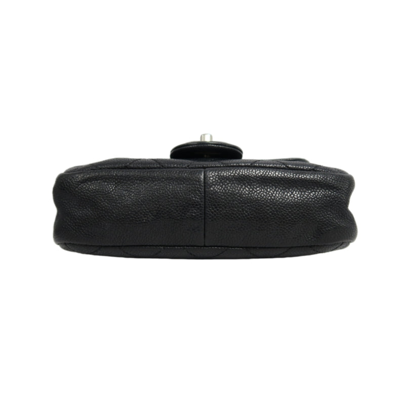 CHANEL Classic Flap (CF) Matelasse Shoulder Bag, Black Caviar Leather, Silver-Tone Hardware