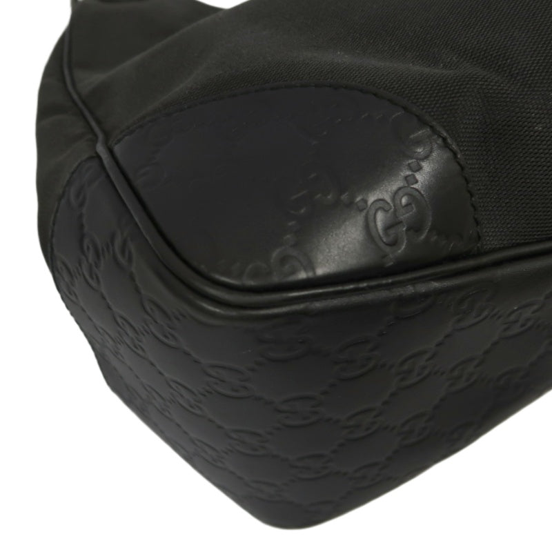 GUCCI GG Canvas Handbag, Black, Silver Hardware, Black Canvas Shoulder Bag