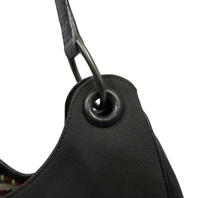 GUCCI GG Canvas Handbag, Black, Silver Hardware, Black Canvas Shoulder Bag