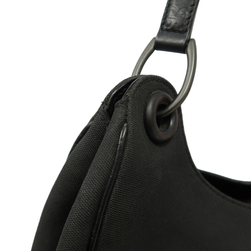 GUCCI GG Canvas Handbag, Black, Silver Hardware, Black Canvas Shoulder Bag
