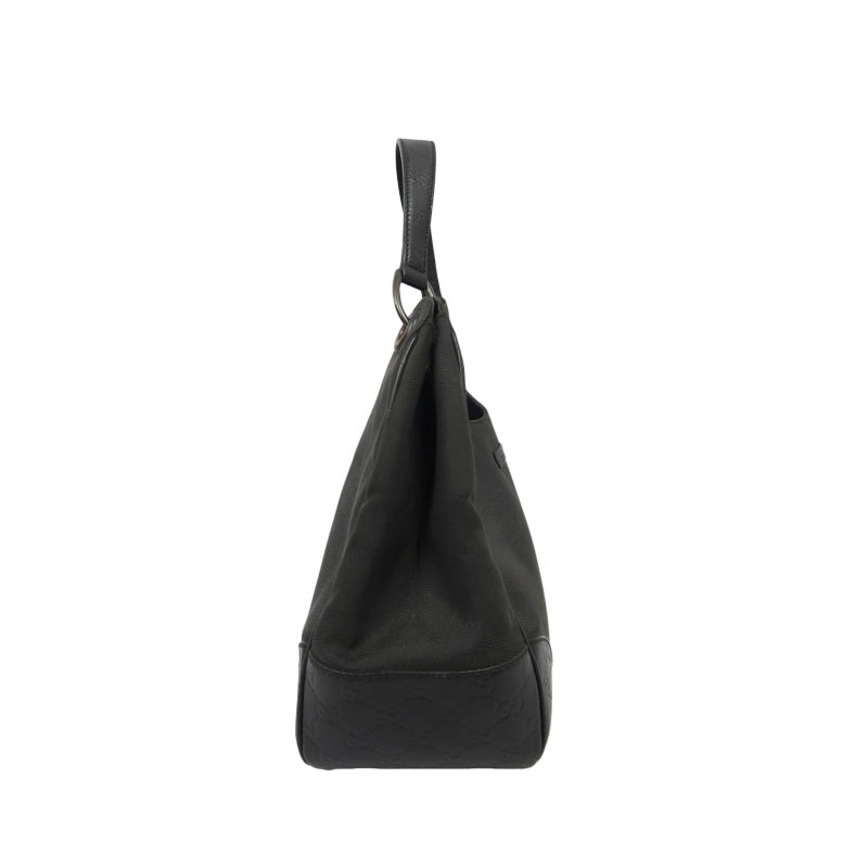 GUCCI GG Canvas Handbag, Black, Silver Hardware, Black Canvas Shoulder Bag