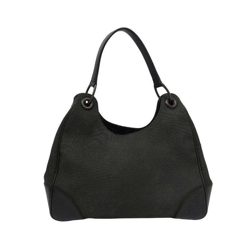 GUCCI GG Canvas Handbag, Black, Silver Hardware, Black Canvas Shoulder Bag