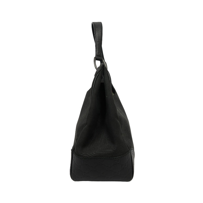 GUCCI GG Canvas Handbag, Black, Silver Hardware, Black Canvas Shoulder Bag