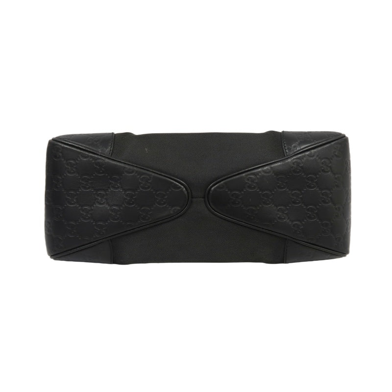 GUCCI GG Canvas Handbag, Black, Silver Hardware, Black Canvas Shoulder Bag