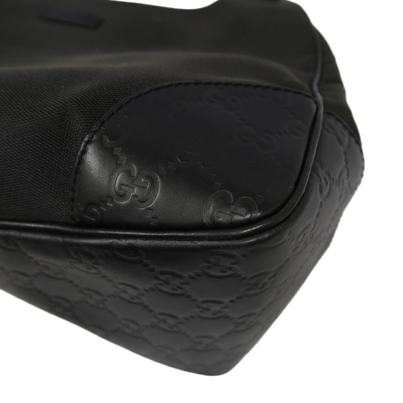 GUCCI GG Canvas Handbag, Black, Silver Hardware, Black Canvas Shoulder Bag