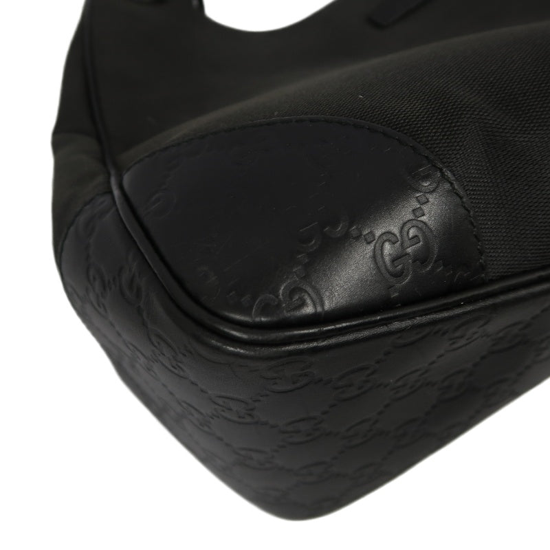 GUCCI GG Canvas Handbag, Black, Silver Hardware, Black Canvas Shoulder Bag