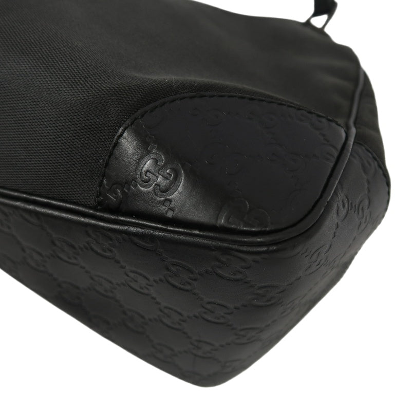 GUCCI GG Canvas Handbag, Black, Silver Hardware, Black Canvas Shoulder Bag
