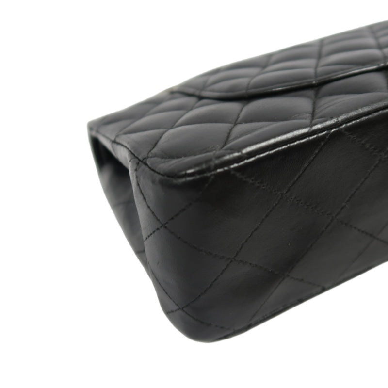 CHANEL Classic Flap (CF) Matelasse Shoulder Bag, Lambskin, Black, Silver Hardware