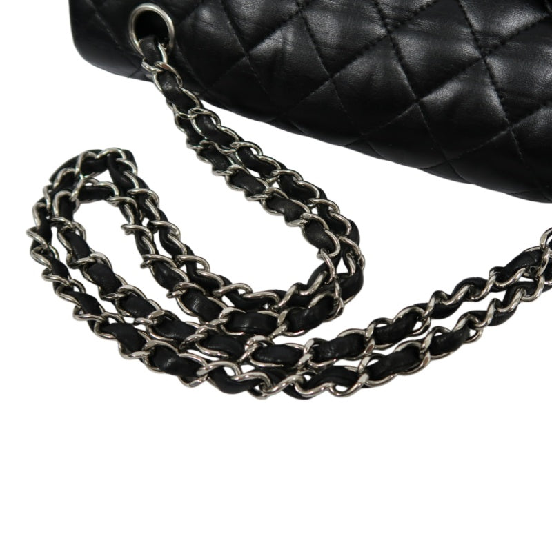 CHANEL Classic Flap (CF) Matelasse Shoulder Bag, Lambskin, Black, Silver Hardware