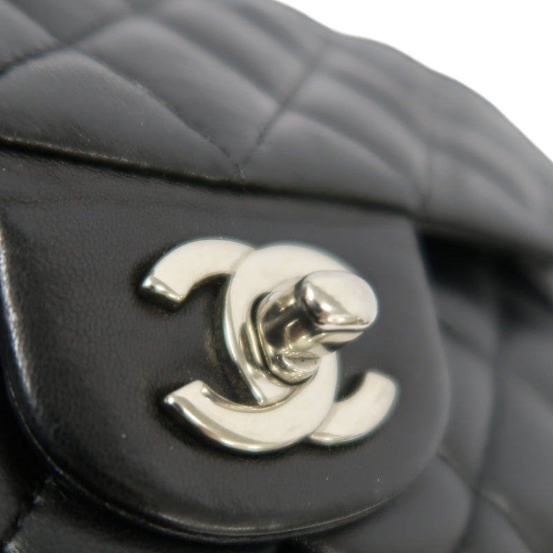 CHANEL Classic Flap (CF) Matelasse Shoulder Bag, Lambskin, Black, Silver Hardware