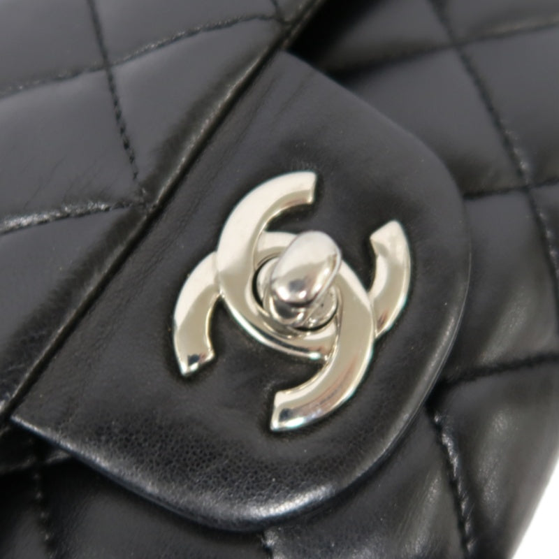 CHANEL Classic Flap (CF) Matelasse Shoulder Bag, Lambskin, Black, Silver Hardware