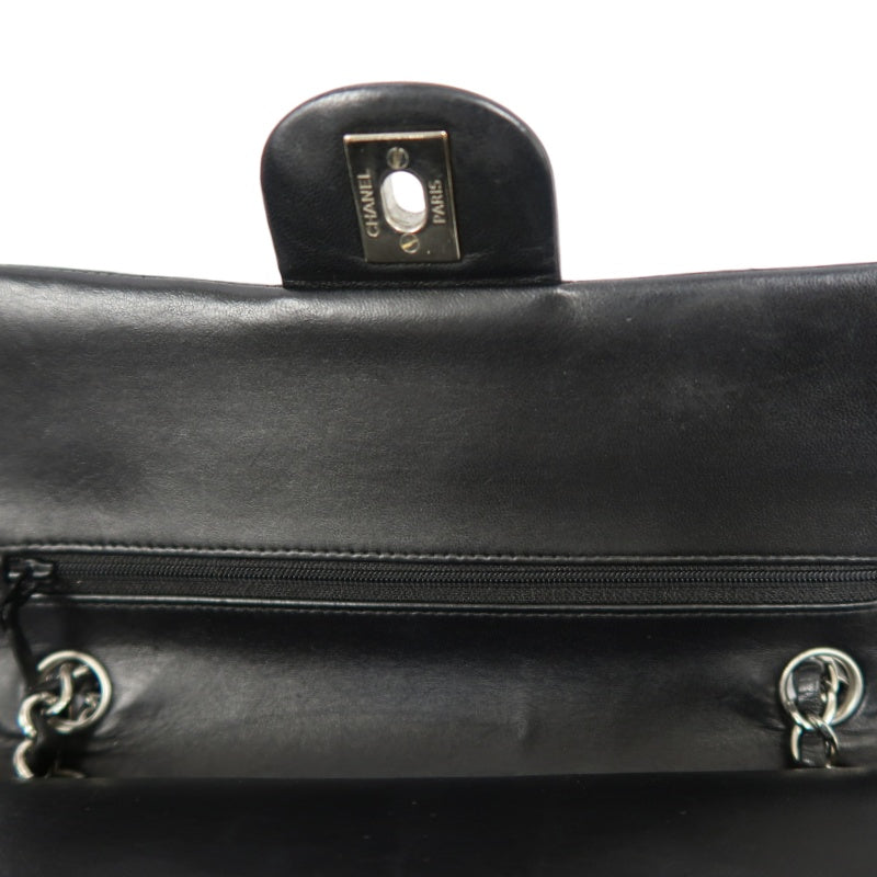 CHANEL Classic Flap (CF) Matelasse Shoulder Bag, Lambskin, Black, Silver Hardware
