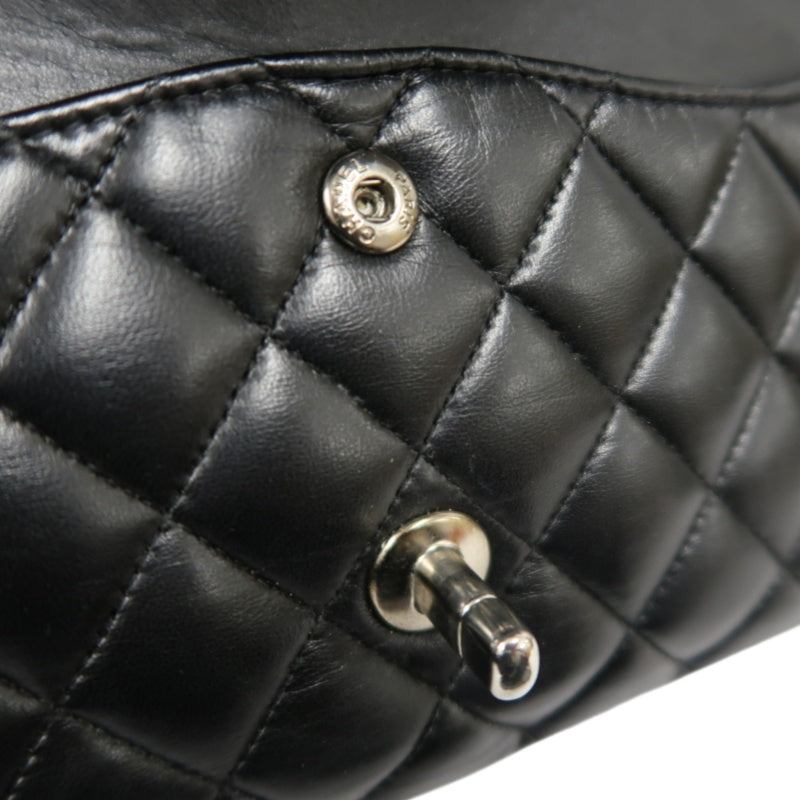 CHANEL Classic Flap (CF) Matelasse Shoulder Bag, Lambskin, Black, Silver Hardware