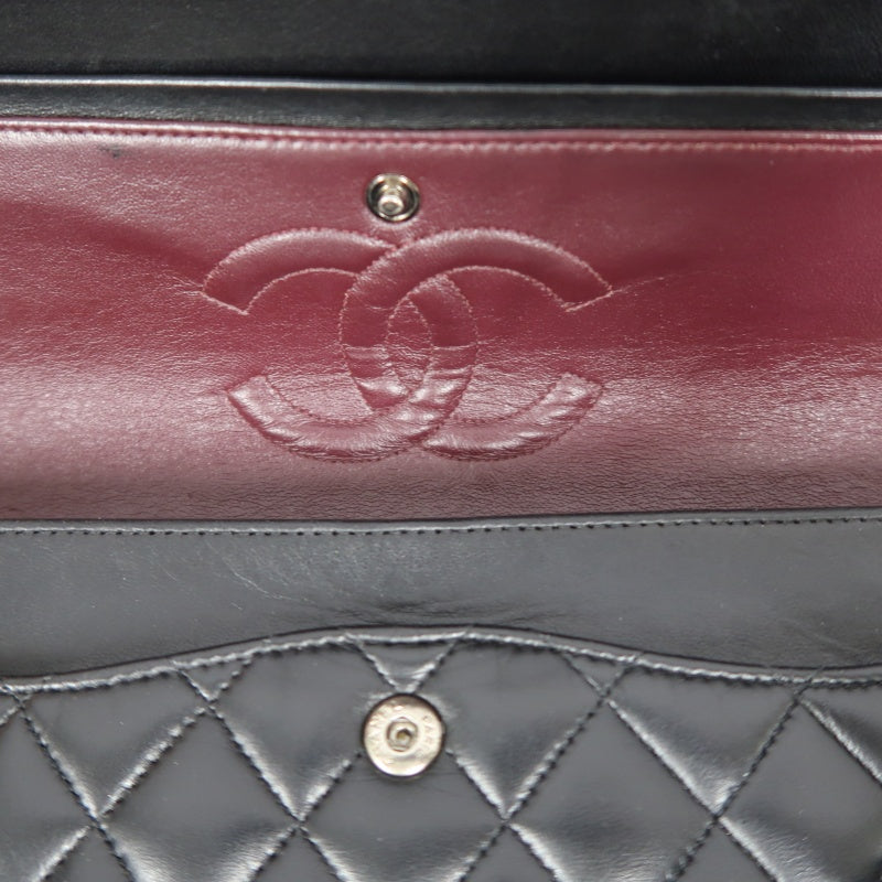 CHANEL Classic Flap (CF) Matelasse Shoulder Bag, Lambskin, Black, Silver Hardware