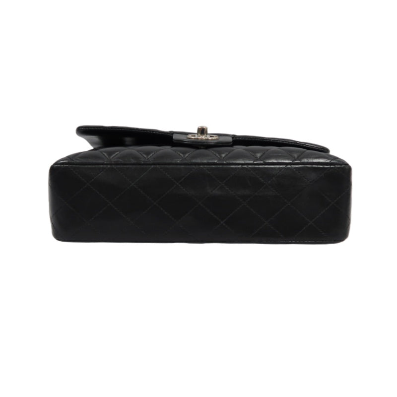 CHANEL Classic Flap (CF) Matelasse Shoulder Bag, Lambskin, Black, Silver Hardware