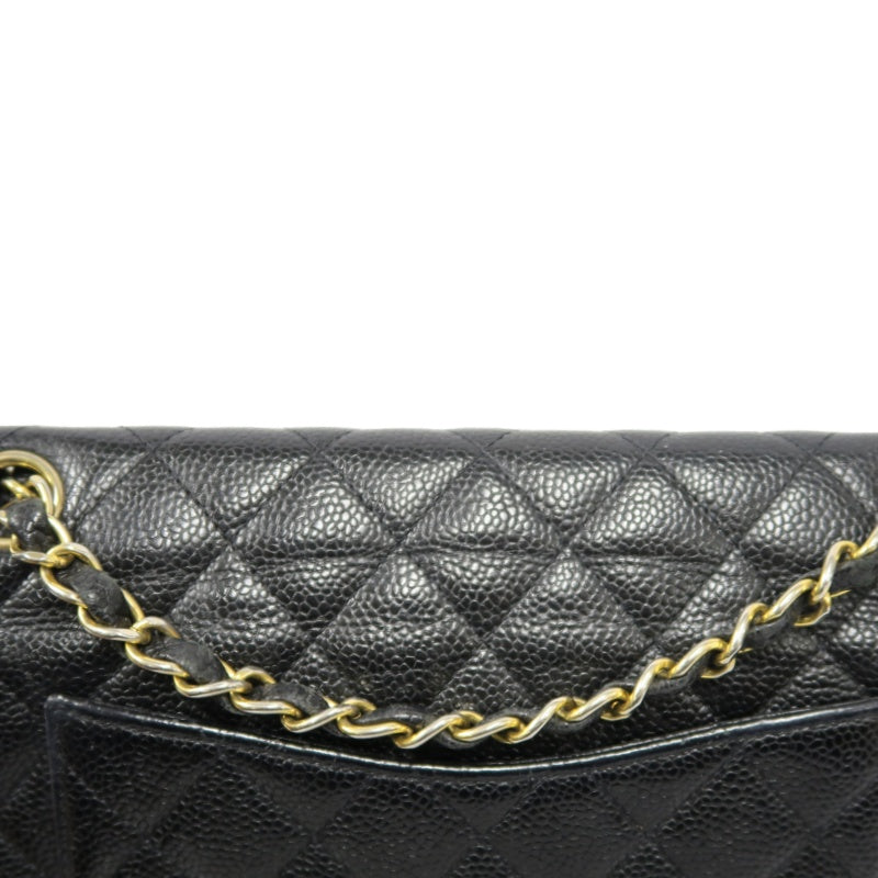 CHANEL Classic Flap (CF) Matelasse Shoulder Bag, Black, Gold Hardware, Grained Calfskin, Crossbody Bag