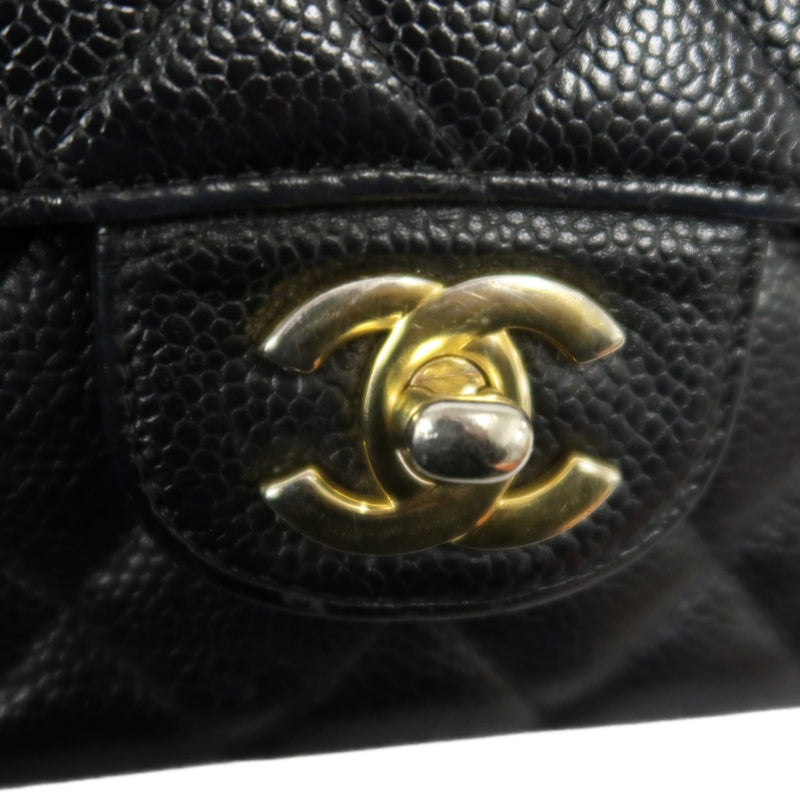 CHANEL Classic Flap (CF) Matelasse Shoulder Bag, Black, Gold Hardware, Grained Calfskin, Crossbody Bag