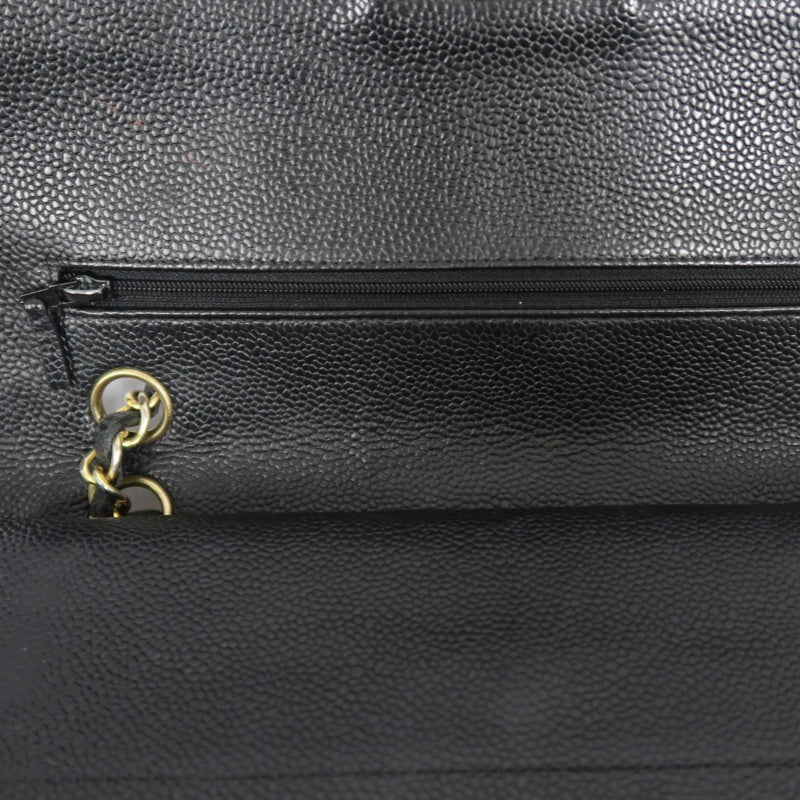 CHANEL Classic Flap (CF) Matelasse Shoulder Bag, Black, Gold Hardware, Grained Calfskin, Crossbody Bag