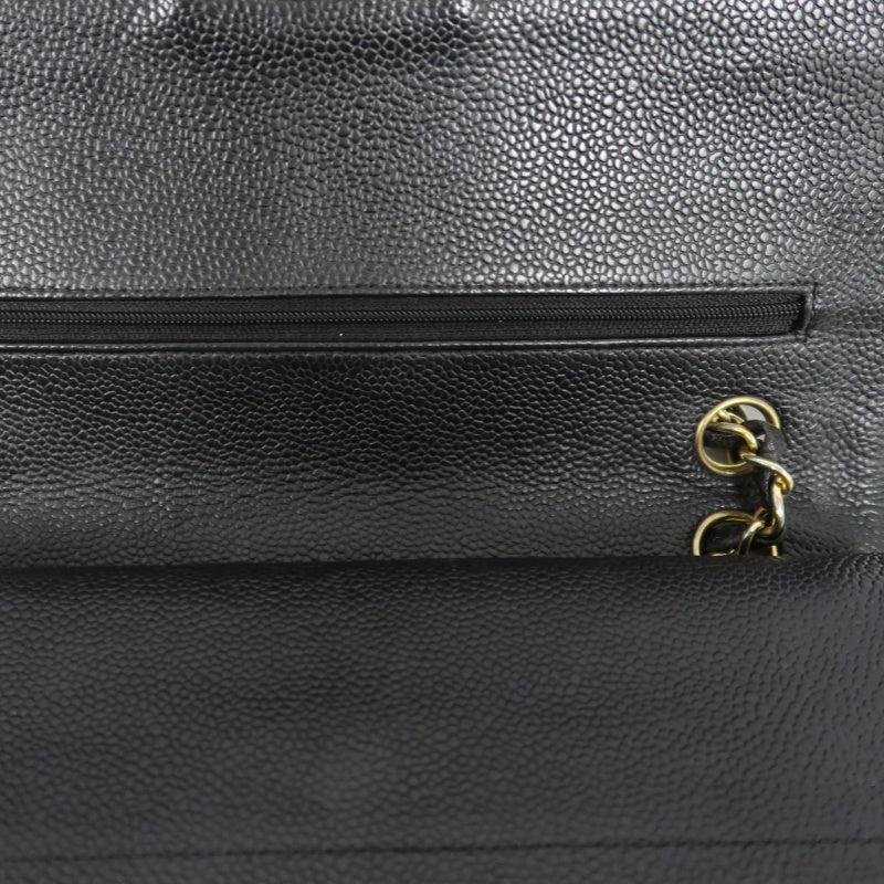 CHANEL Classic Flap (CF) Matelasse Shoulder Bag, Black, Gold Hardware, Grained Calfskin, Crossbody Bag