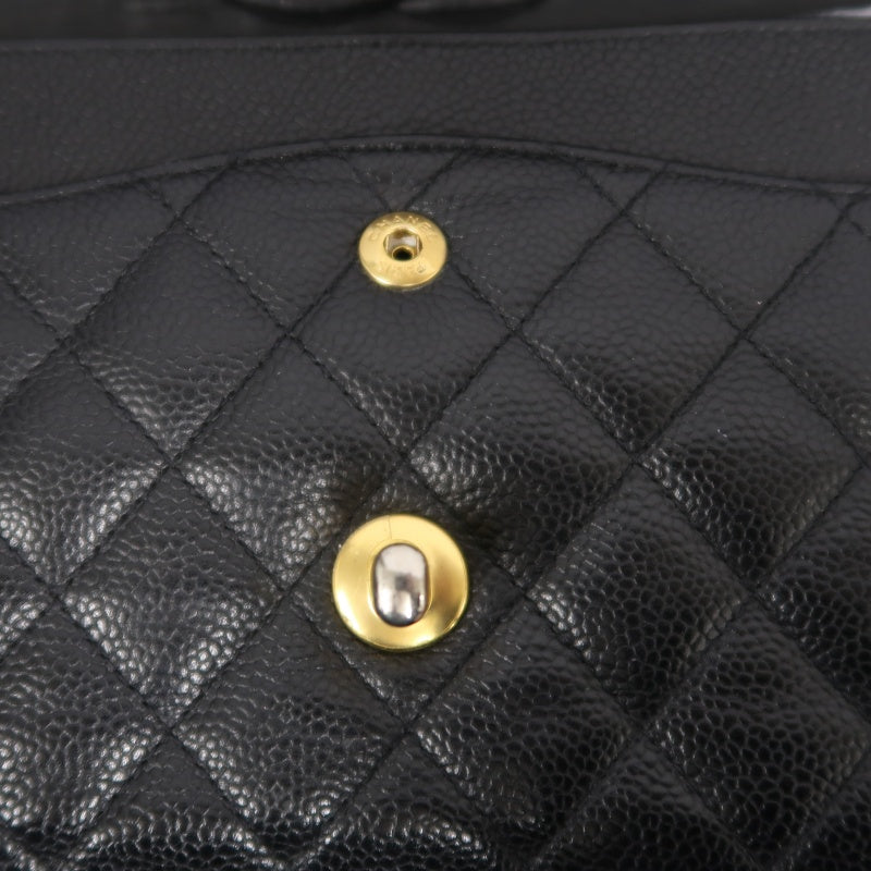 CHANEL Classic Flap (CF) Matelasse Shoulder Bag, Black, Gold Hardware, Grained Calfskin, Crossbody Bag