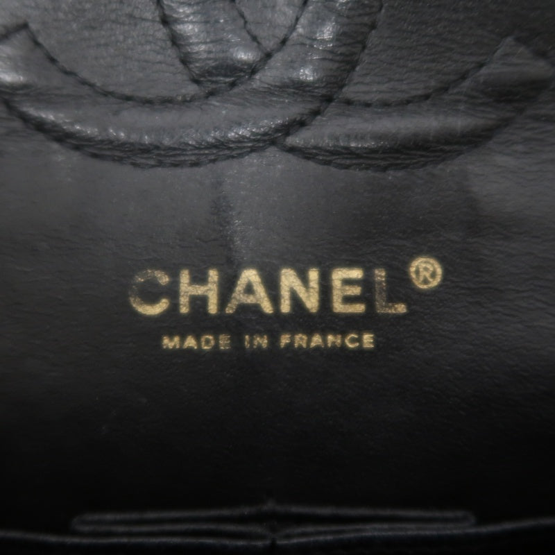 CHANEL Classic Flap (CF) Matelasse Shoulder Bag, Black, Gold Hardware, Grained Calfskin, Crossbody Bag