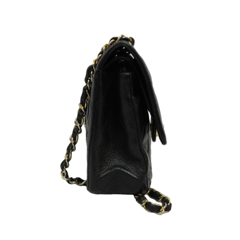 CHANEL Classic Flap (CF) Matelasse Shoulder Bag, Black, Gold Hardware, Grained Calfskin, Crossbody Bag