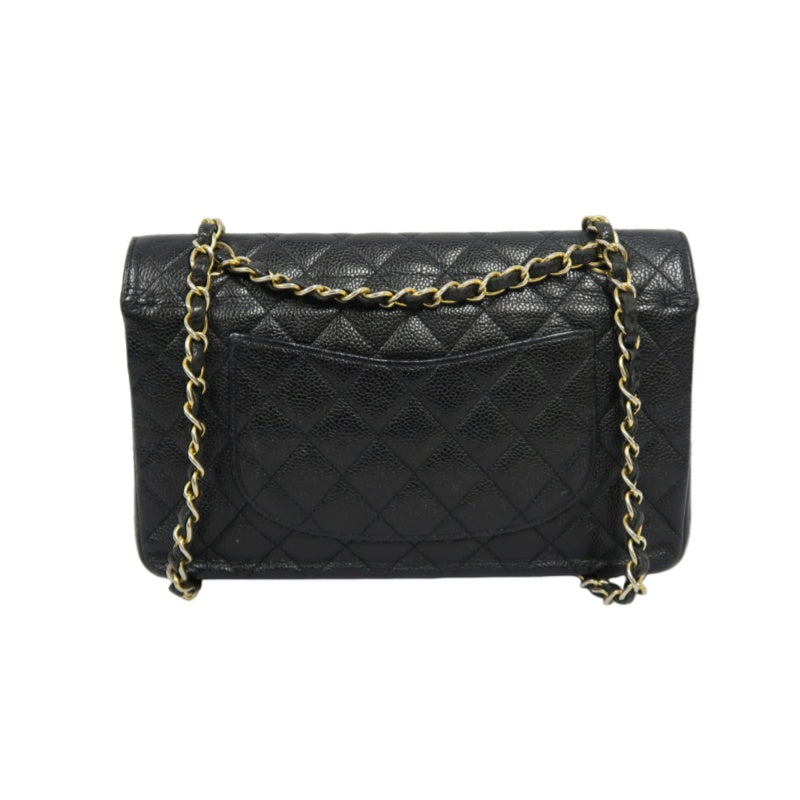 CHANEL Classic Flap (CF) Matelasse Shoulder Bag, Black, Gold Hardware, Grained Calfskin, Crossbody Bag