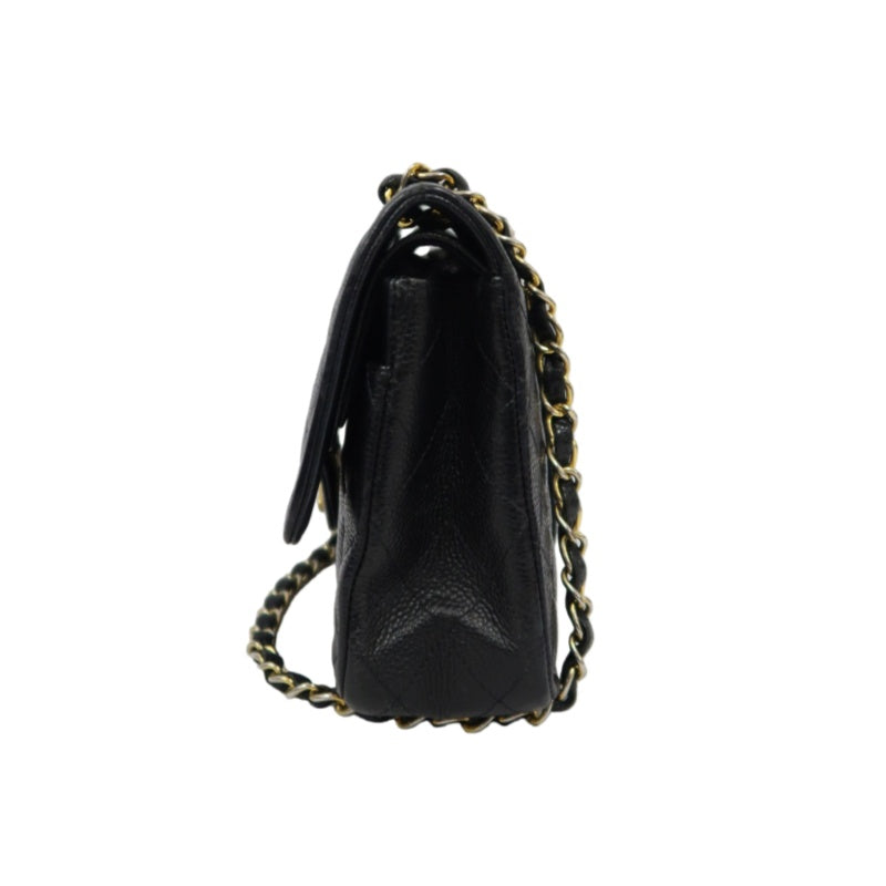 CHANEL Classic Flap (CF) Matelasse Shoulder Bag, Black, Gold Hardware, Grained Calfskin, Crossbody Bag