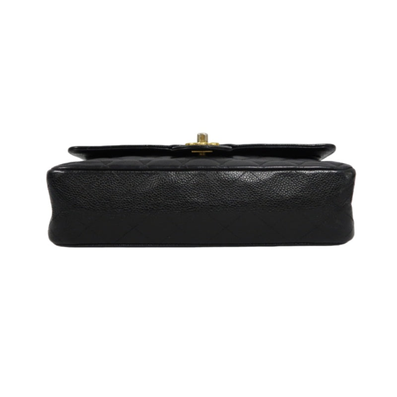 CHANEL Classic Flap (CF) Matelasse Shoulder Bag, Black, Gold Hardware, Grained Calfskin, Crossbody Bag