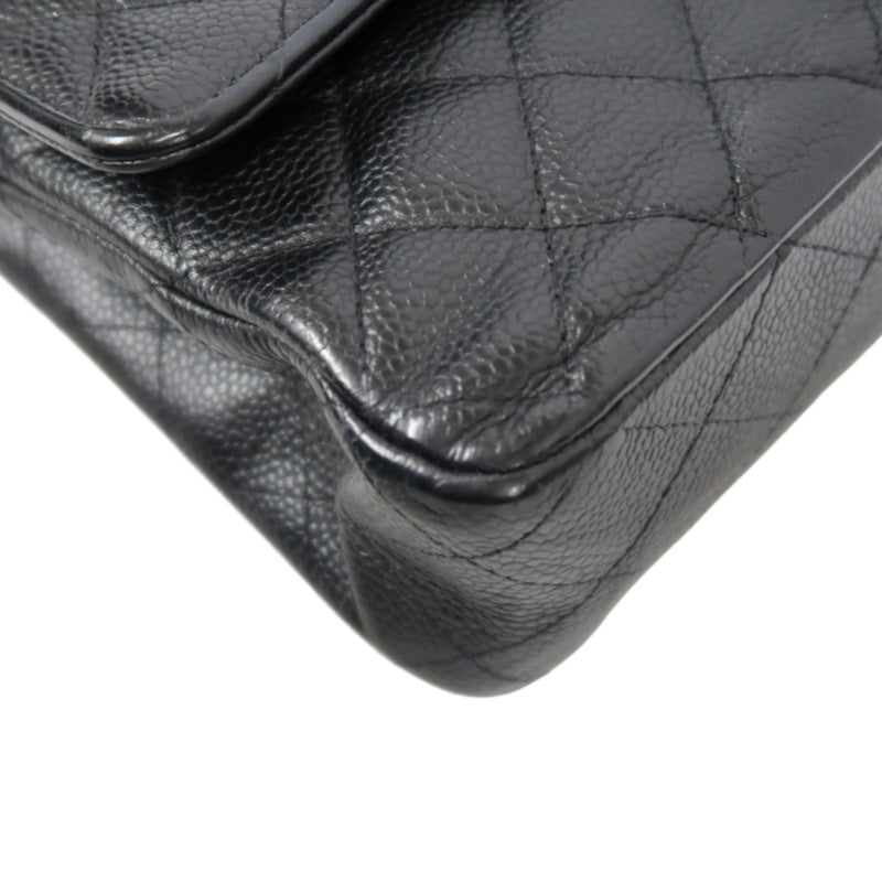 CHANEL Classic Flap (CF) Matelasse Shoulder Bag, Black, Gold Hardware, Grained Calfskin, Crossbody Bag
