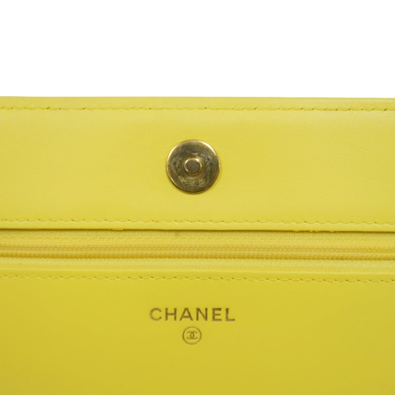 CHANEL Boy Matelasse WOC Shoulder Bag, Yellow Caviar Leather, Gold-tone Hardware