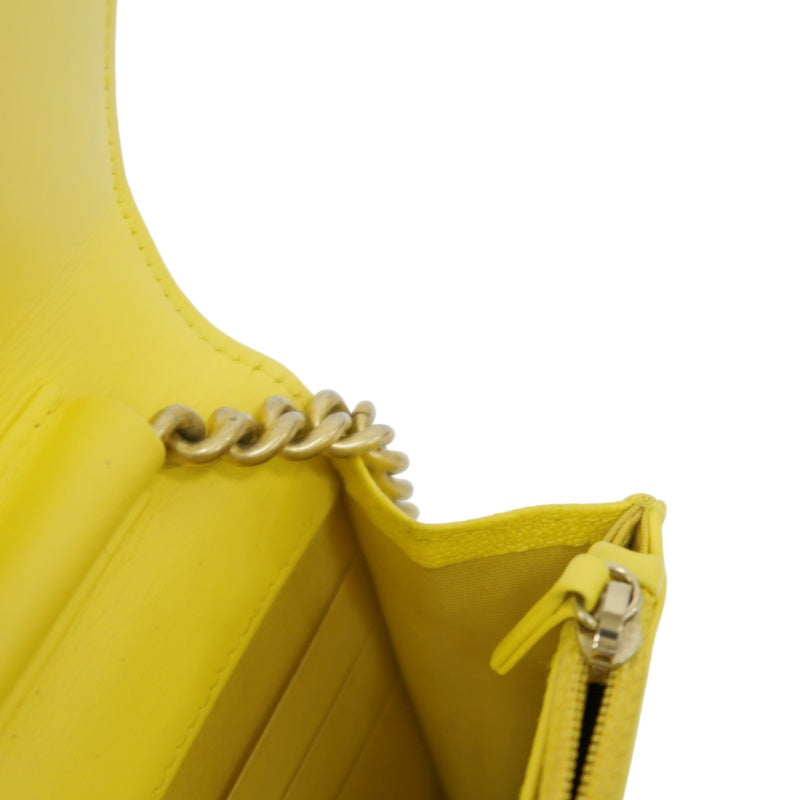 CHANEL Boy Matelasse WOC Shoulder Bag, Yellow Caviar Leather, Gold-tone Hardware