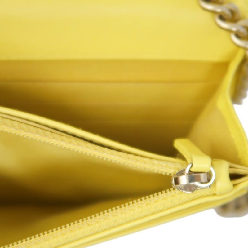 CHANEL Boy Matelasse WOC Shoulder Bag, Yellow Caviar Leather, Gold-tone Hardware
