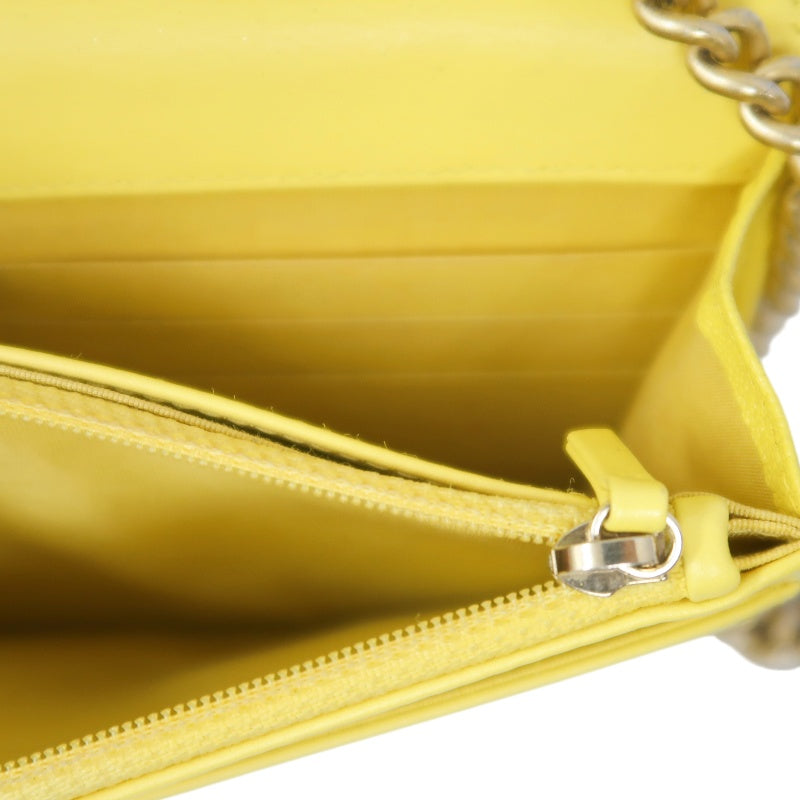 CHANEL Boy Matelasse WOC Shoulder Bag, Yellow Caviar Leather, Gold-tone Hardware