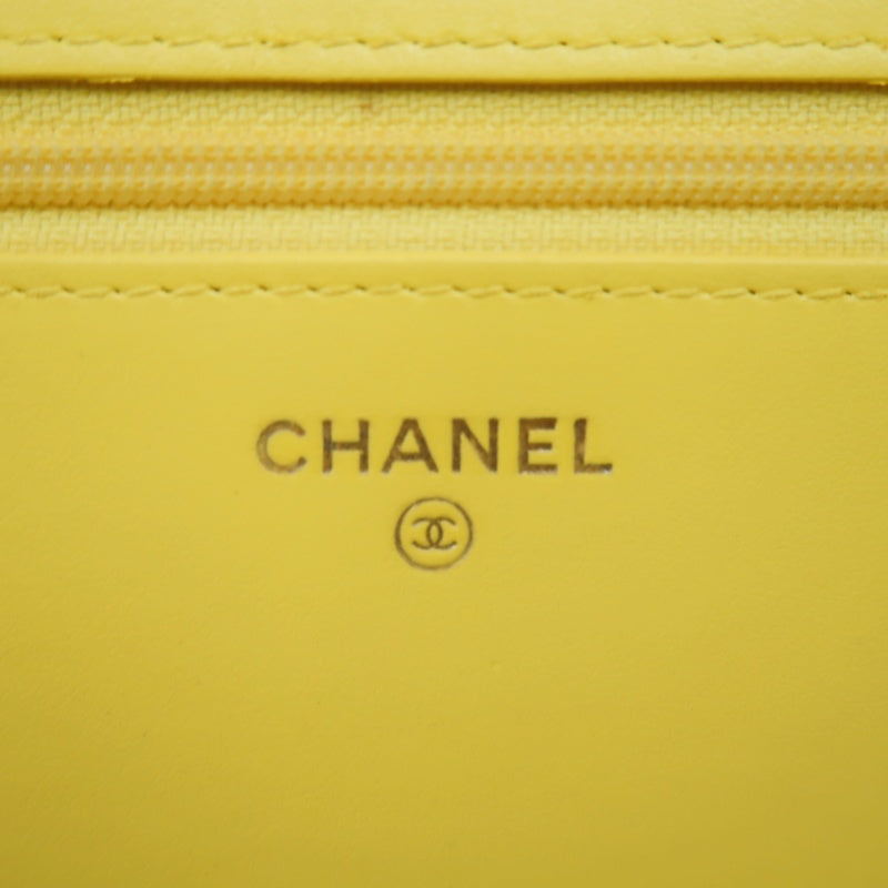 CHANEL Boy Matelasse WOC Shoulder Bag, Yellow Caviar Leather, Gold-tone Hardware