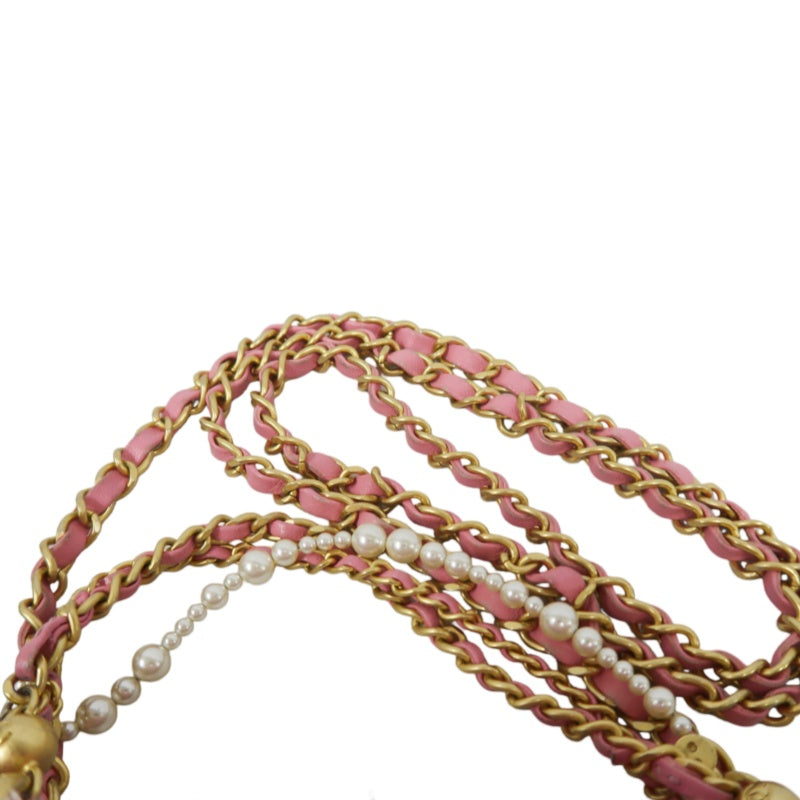 CHANEL Tweed Quilted Shoulder Bag, Pearl Twist, Pink, Gold-tone Hardware, Pink Canvas CF Flap Crossbody Bag