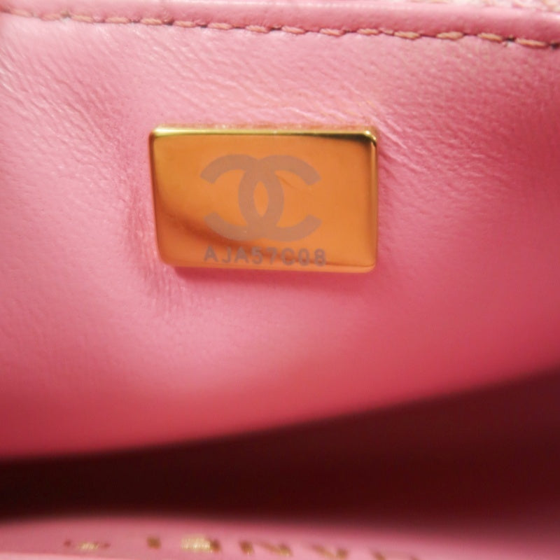 CHANEL Tweed Quilted Shoulder Bag, Pearl Twist, Pink, Gold-tone Hardware, Pink Canvas CF Flap Crossbody Bag
