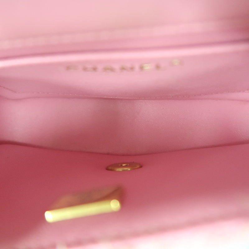 CHANEL Tweed Quilted Shoulder Bag, Pearl Twist, Pink, Gold-tone Hardware, Pink Canvas CF Flap Crossbody Bag