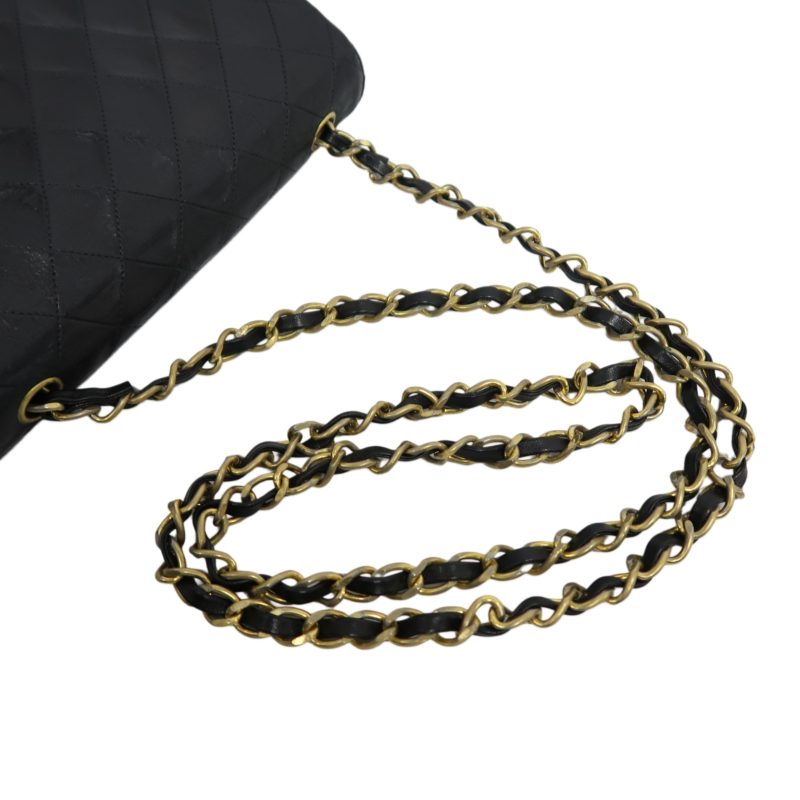 CHANEL Matelasse Shoulder Bag, Black Lambskin, Gold-Tone Hardware, Quilted Flap, Crossbody Style