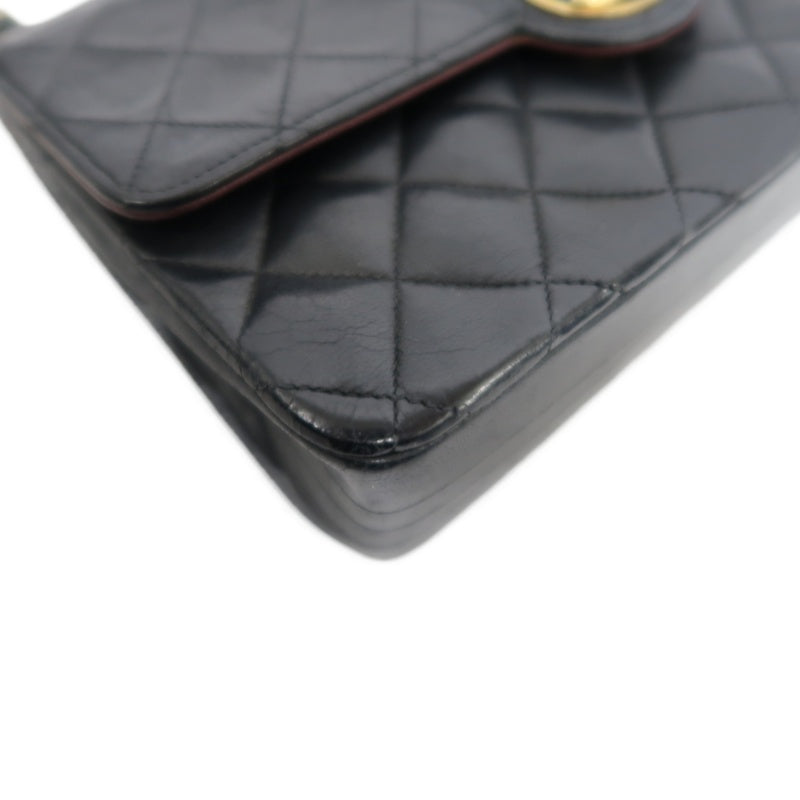 CHANEL Matelasse Shoulder Bag, Black Lambskin, Gold-Tone Hardware, Quilted Flap, Crossbody Style
