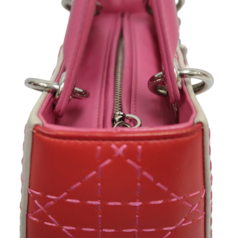 DIOR Lady Dior Cannage Stitch Handbag, Lambskin, Grey Pink, Silver Hardware