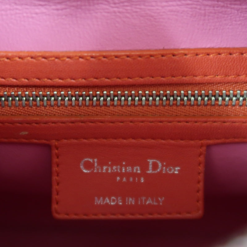 DIOR Lady Dior Cannage Stitch Handbag, Lambskin, Grey Pink, Silver Hardware