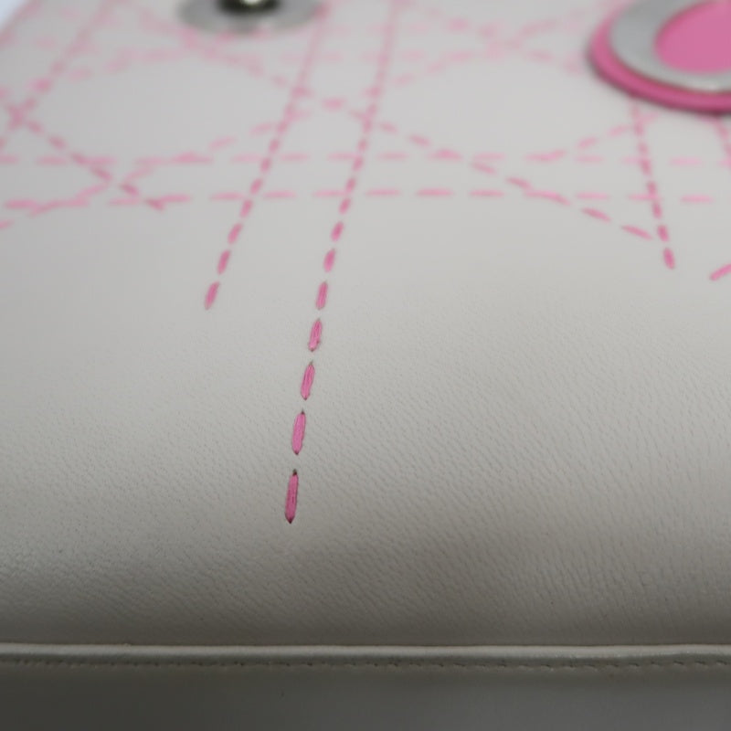 DIOR Lady Dior Cannage Stitch Handbag, Lambskin, Grey Pink, Silver Hardware