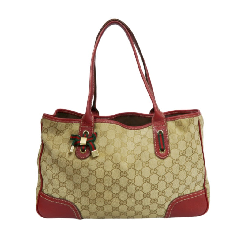 Gucci GG Canvas Sherry Line Tote Bag Beige Red GG Canvas