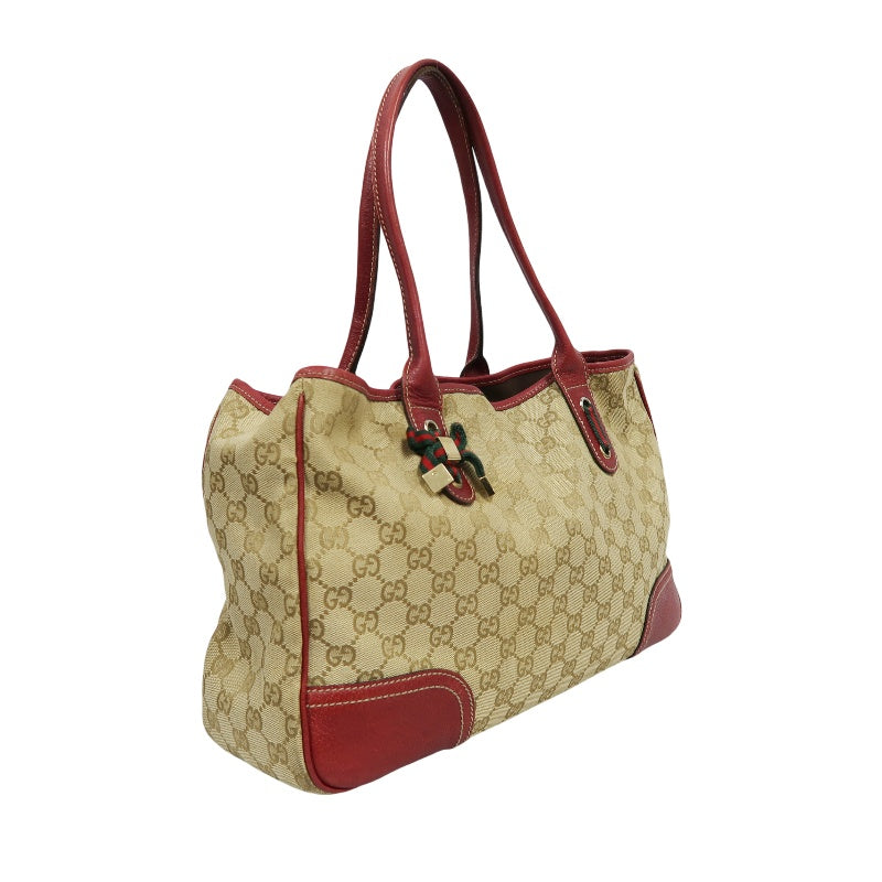Gucci GG Canvas Sherry Line Tote Bag Beige Red GG Canvas