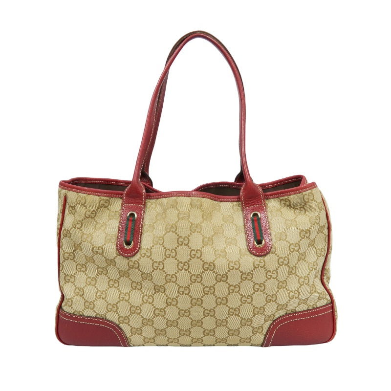 Gucci GG Canvas Sherry Line Tote Bag Beige Red GG Canvas