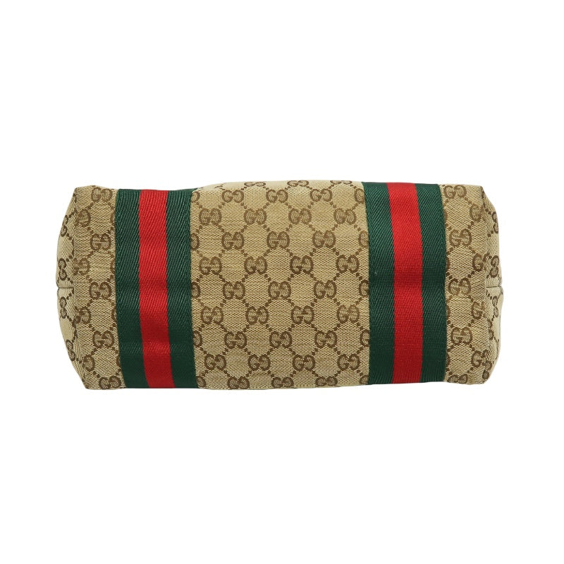 Gucci GG Canvas Sherry Line Tote Bag Beige / Yellow / With Logo Charm / GG Canvas